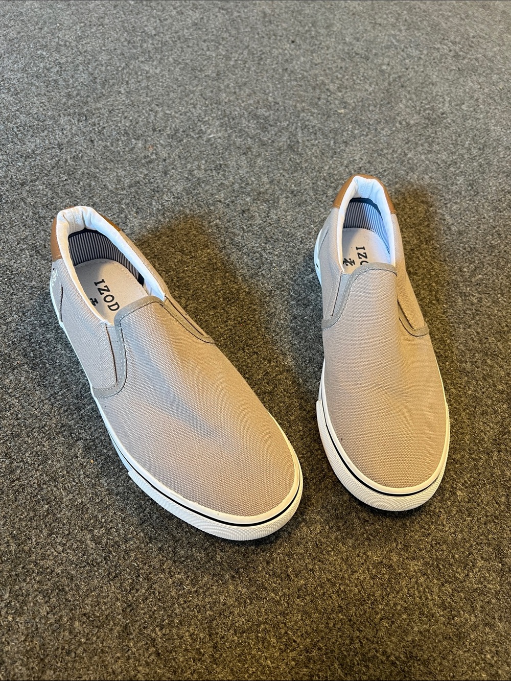 Izod Men’s Slip-On Canvas Loafers in Gray
